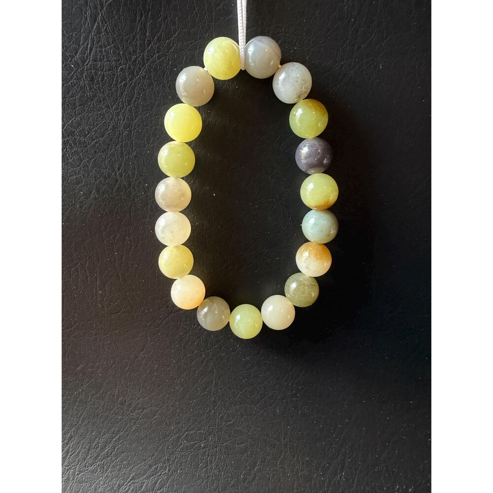Multicolor Jade rainbow color Bracelet Natural Nephrite 10mm Beads OOAK Duobao